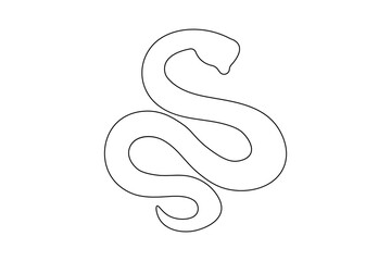 Obraz premium Snake one line drawing of minimalist vector icon with black and white background 