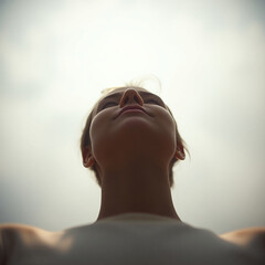 woman loking sky relax