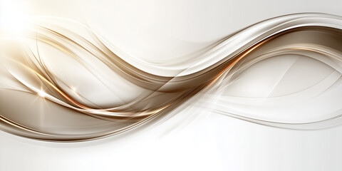 Obraz premium Brown shiny abstract wavy lines on a white background