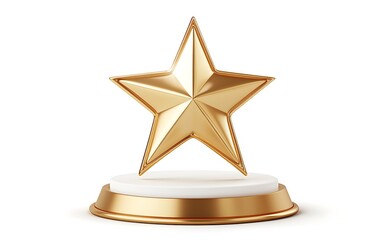 Gold Star Award on White Pedestal