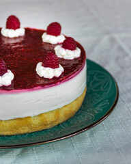 Homemade Raspberry Greek Yogurt Cake with Vanilla Cake Sponge
