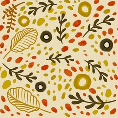 Modern botany elements seamless pattern illustration
