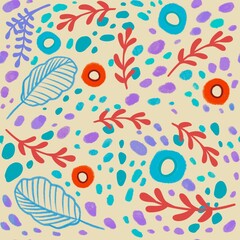 Modern botany elements seamless pattern illustration

