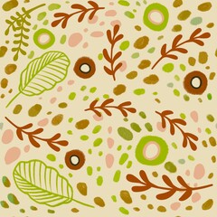 Modern botany elements seamless pattern illustration
