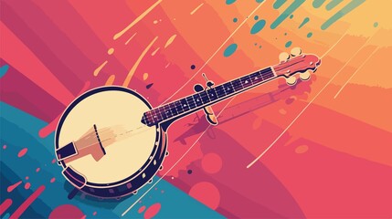 Jazzy Banjo Music Flat Vector Illustration