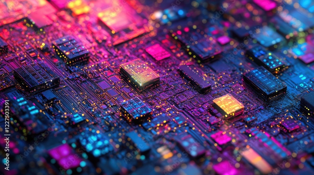 Poster A macro shot of digital screen pixels arranged in an intricate RGB pattern, capturing the clarity and precision of modern display technology