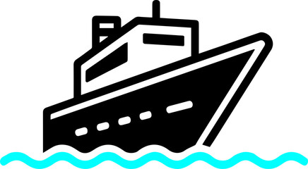 Obraz premium Elegant Cruise Ship Logo with Ocean Waves Vector Design