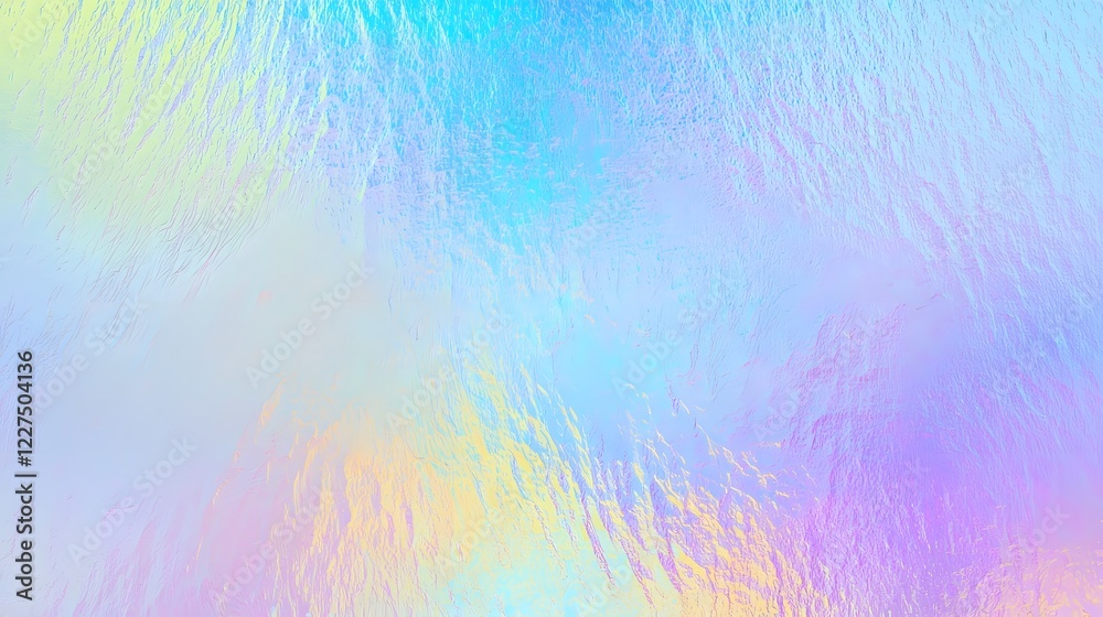 Poster Mesmerizing iridescent holographic foil texture featuring dynamic color shifts radiant light reflections and seamless gradient blending for a luxurious modern and captivating abstract composition