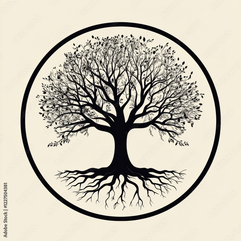 Leinwandbilder exploring the significance of a tree of life with intricate roots and branches in natural symbolism.