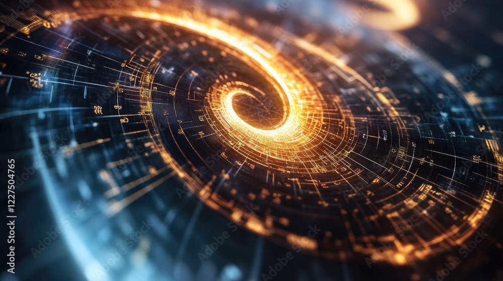 Fototapete a mathematical equation morphing into golden spirals, fractals, and geometric shapes, showcasing the