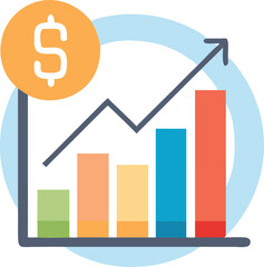 Financial Growth Chart Icon: Vector Illustration