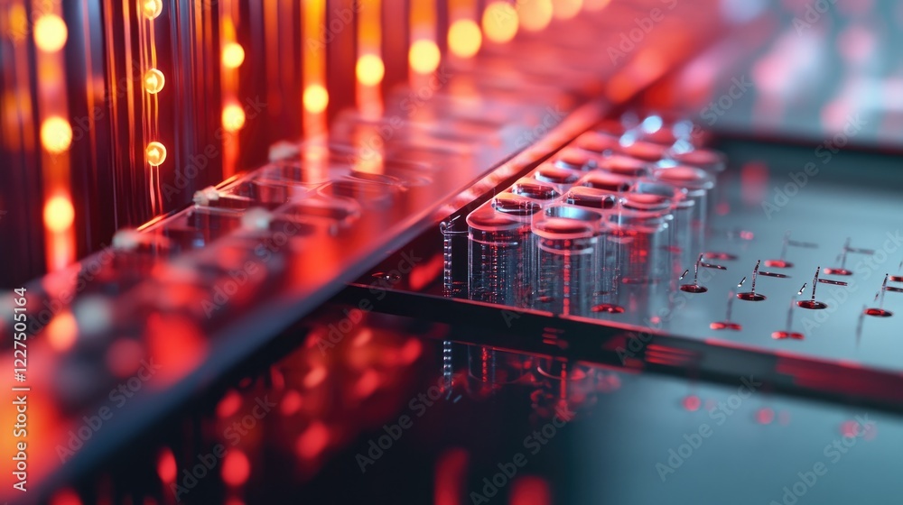 Aufkleber a microscopic view of nanosensors embedded in food packaging, detecting contaminants and alerting co