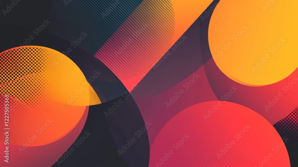 Aufkleber A minimalist geometric abstract background featuring a modern design with overlapping circles and triangles, creating a sleek and dynamic visual effect