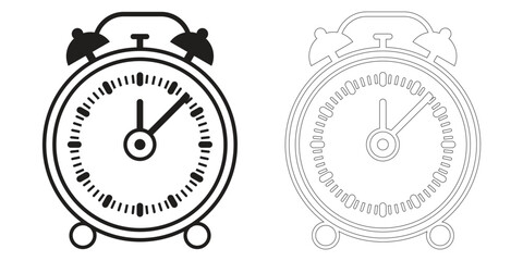 Simple Black and White Alarm Clock Icon