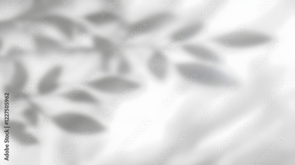 Poster minimalist natural tree leaves shadow overlay on clean white wall background featuring smooth soft e