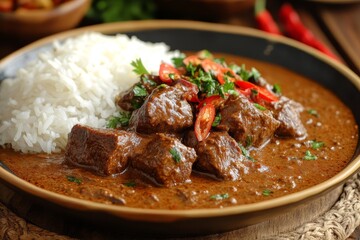 Spicy beef curry with rice