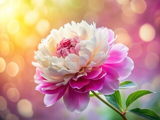 Fototapeta premium Abstract Peony Flower Design: Elegant Pink & White Floral Background for Social Media