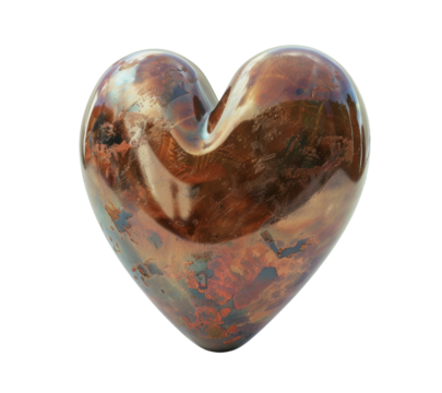 Brown heart isolated on a white or transparent background