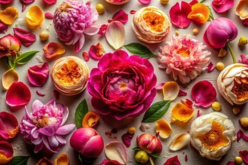 Abstract Peony Flower Food Photography for Social Media - Artistic Edible Art
