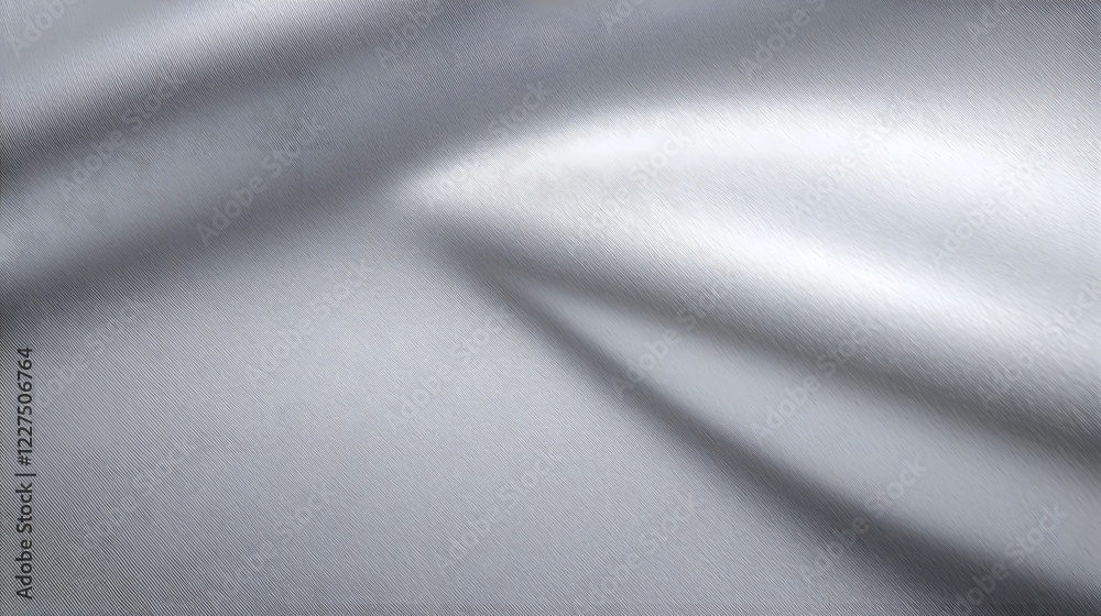 Poster metallic gray shiny paper background with smooth flowing silver aluminum texture and soft luminous r