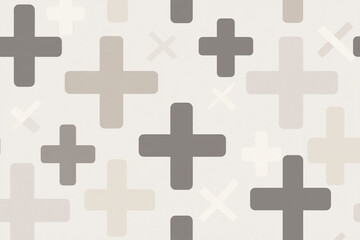 Obraz premium Abstract pattern featuring various sized crosses in neutral tones on a light background, suitable for modern design