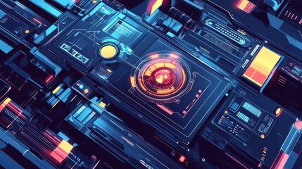 Obraz premium Business strategy flat design top view futuristic technology theme cartoon drawing colored pastel. 