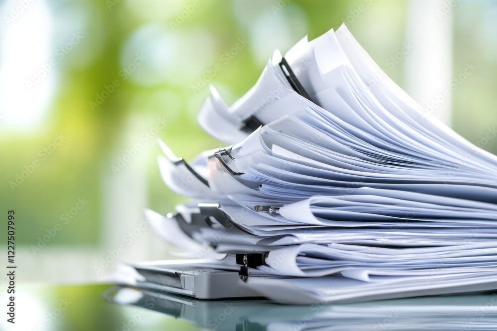 Poster a formal document being faxed, with the fax machine in focus and the sender face blurred in the back