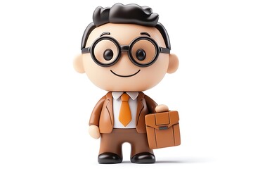 Obraz premium Happy Businessman Cartoon Character in Suit