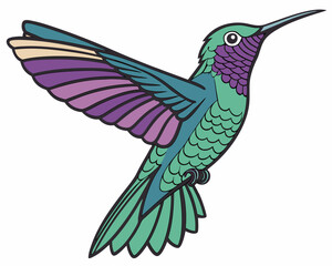 colorful hummingbird isolated on white background. Colorful Hummingbird Icon for AI and Nature-Themed Designs.