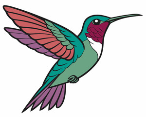 Obraz premium colorful hummingbird isolated on white background. Colorful Hummingbird Icon for AI and Nature-Themed Designs.