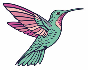 colorful hummingbird isolated on white background. Colorful Hummingbird Icon for AI and Nature-Themed Designs.