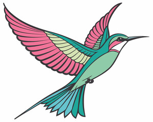 colorful hummingbird isolated on white background. Colorful Hummingbird Icon for AI and Nature-Themed Designs.