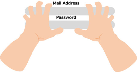 メールアドレスとパスワードを盗聴するグラフィック素材イラスト