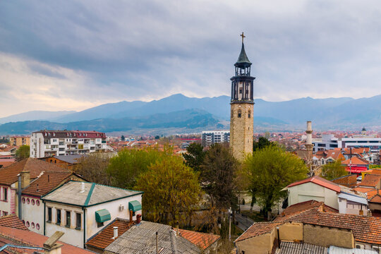 PRILEP, NORTH MACEDONIA - APRIL 5, 2019: Panoramic view of Old Bazar in Prilep city in south Northern Macedonia