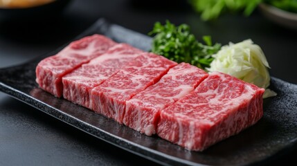 Sumptuous Raw Wagyu Beef Cubes Ready for Grilling