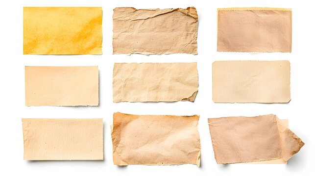 Retro style torn paper labels with a mix of colorful adhesive tapes in a grunge texture creating a nostalgic and creative vibe ideal for office reminders business communication