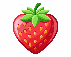 strawberry heart shape isolated on white background. Heart-Shaped Strawberry Icon for AI Design Projects.