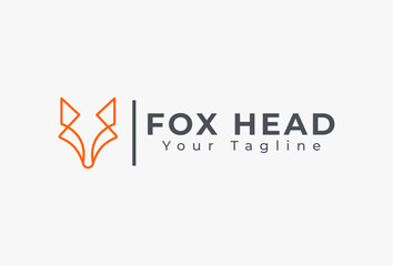 simple minimalist fox, wolf logo with Orange line art. Logotype concept for Wildlife, Mascot, Hunter, Predator, Tattoo, design for Business, Corporate, Company, Identity, Branding, Sign, Symbol, Shape