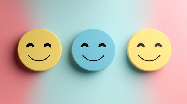 Three Happy Smile on a Pastel Background: A Celebration of Joyful Emotions