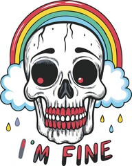 Skull with Clouds and Rainbow: Creative Icon