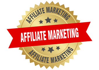 affiliate marketing. affiliate marketing round red and gold label isolated on transparent background