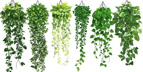 Artistic depictions of leafy branches in the rainforest.