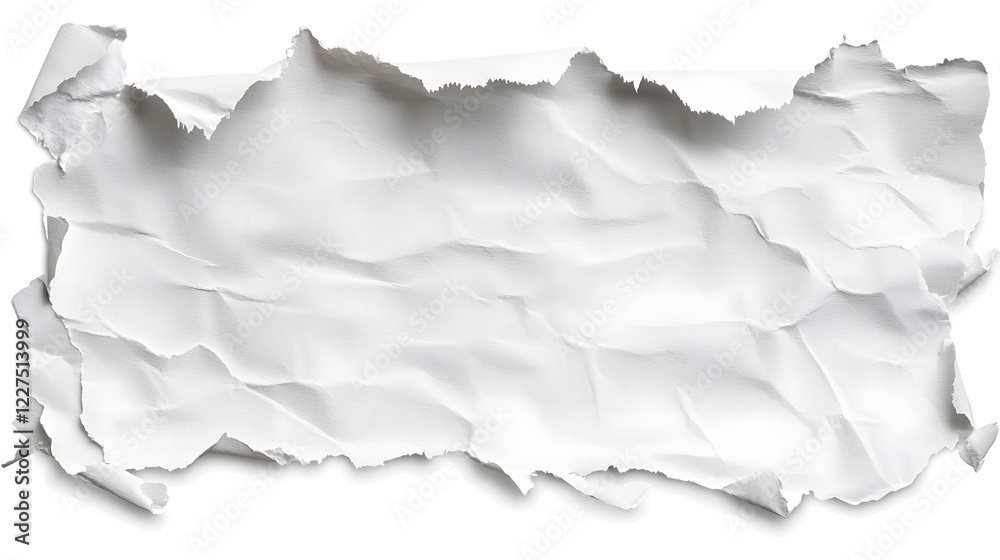 Poster Abstract composition of white torn paper strips with rough jagged edges isolated on a black background showcasing paper textures for modern and design purposes