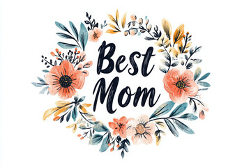 Elegant 'Best Mom' Floral Design Perfect Mother's Day Gift and Card Inspiration