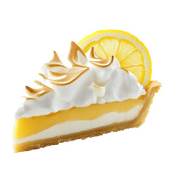 Lemon Meringue Pie Slice on transparent background