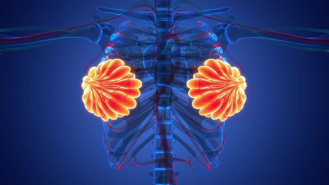 Female Internal Organs Mammary Glands Anatomy Animation Concept