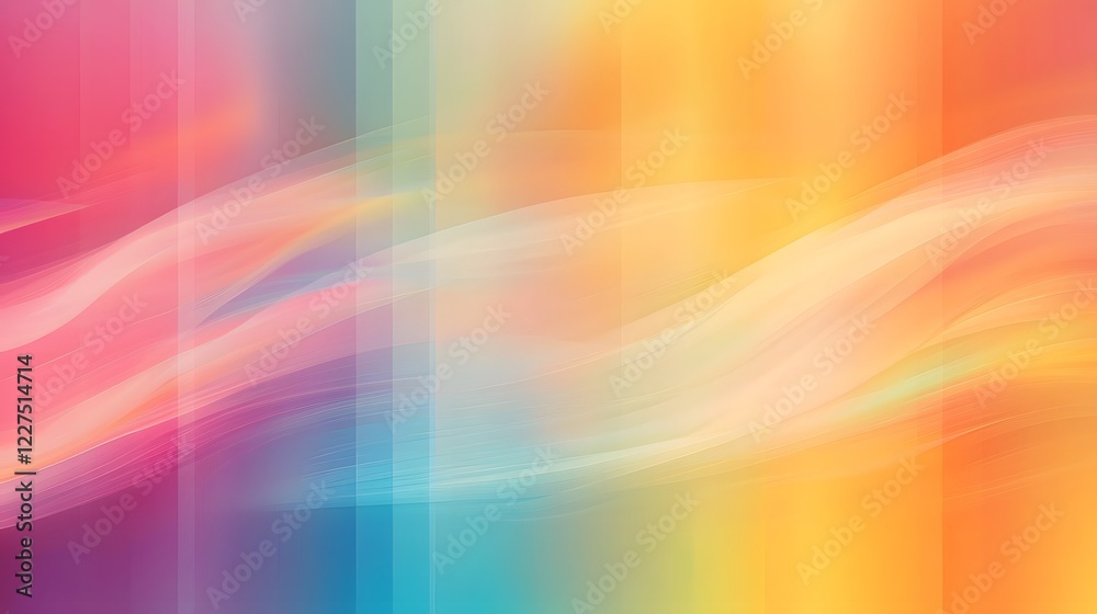 Poster Soft blurred abstract rainbow gradient background with a harmonious blend of vibrant hues and colors creating a serene and expressive atmosphere for creative designs LGBTQ pride