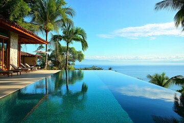 Fototapeta premium A tropical paradise with mid-century modern design aesthetics.