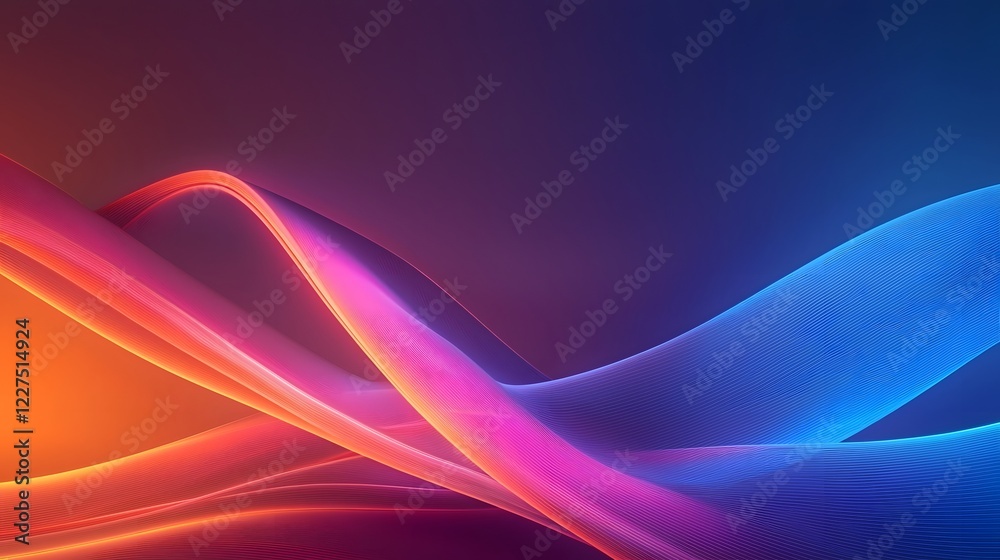 Poster visually stunning 3d rendered abstract background with vibrant neon lights and glowing curvy lines