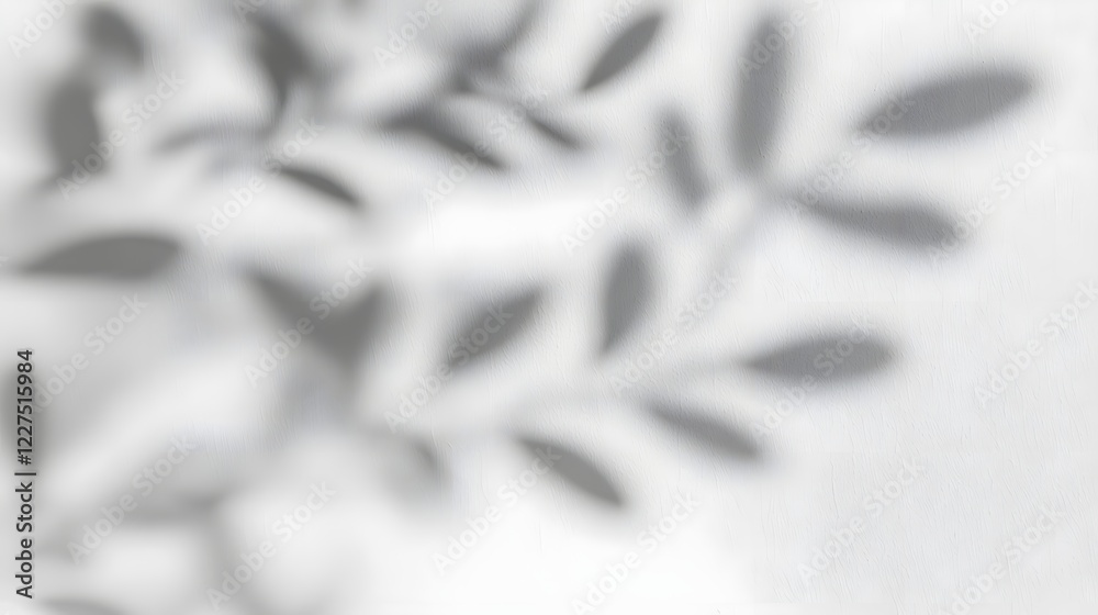Poster Serene Abstract Shadow of Leaves Cast on Textured Wall Background   Organic Shapes and Monochrome Tones Create a Harmonious and Calming Atmosphere